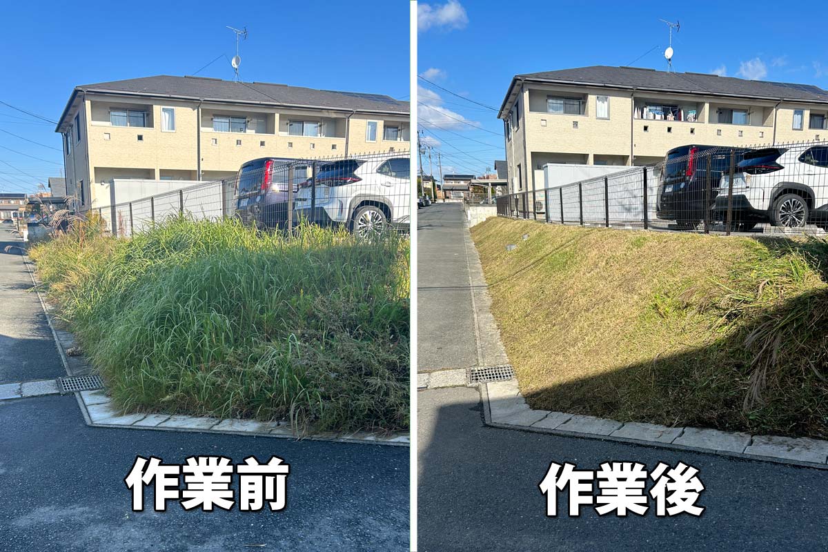 石巻市河南地区で賃貸アパートオーナー様から依頼の草刈り作業