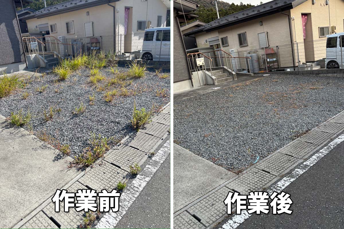 石巻市牡鹿地区でハウスクリーニング会社から依頼の復興住宅の草刈り作業