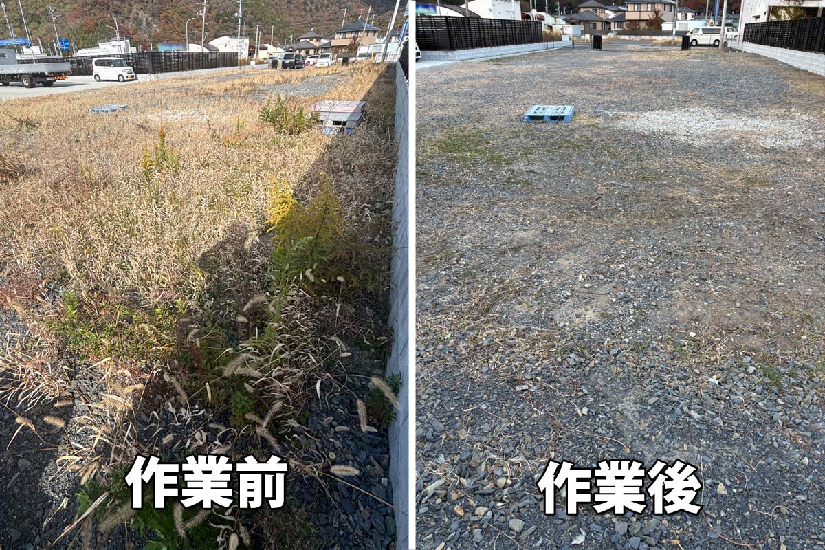 .石巻市湊・鹿妻地区で漁具資材置き場の草刈り作業