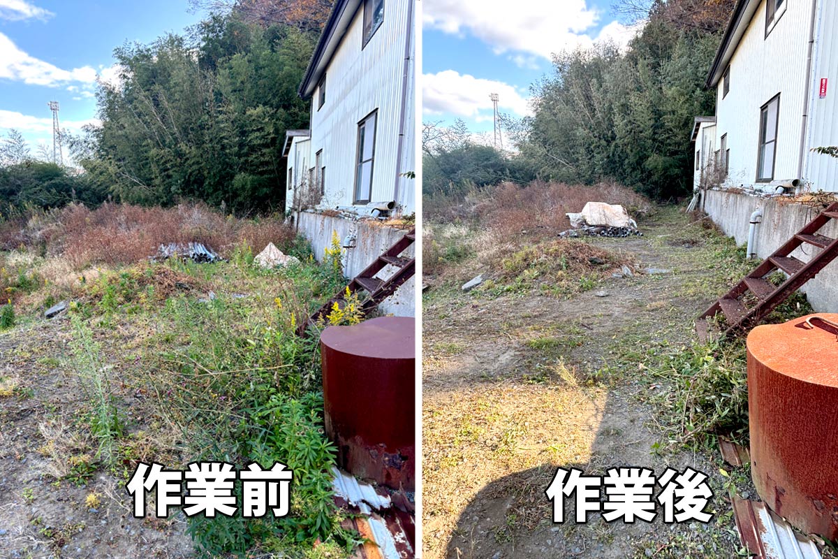 空き地草刈り事例1.漁師さんの竹取りルートを確保するための草刈り作業